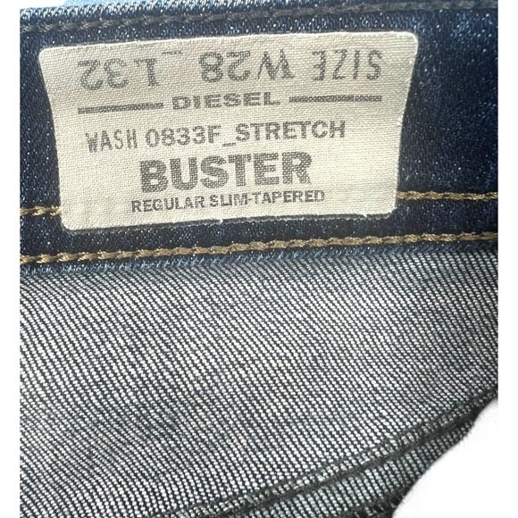 Diesel Mens Buster Regular Slim Tapered Stretch Jeans W28 L32 Blue Distressed - Picture 12 of 16